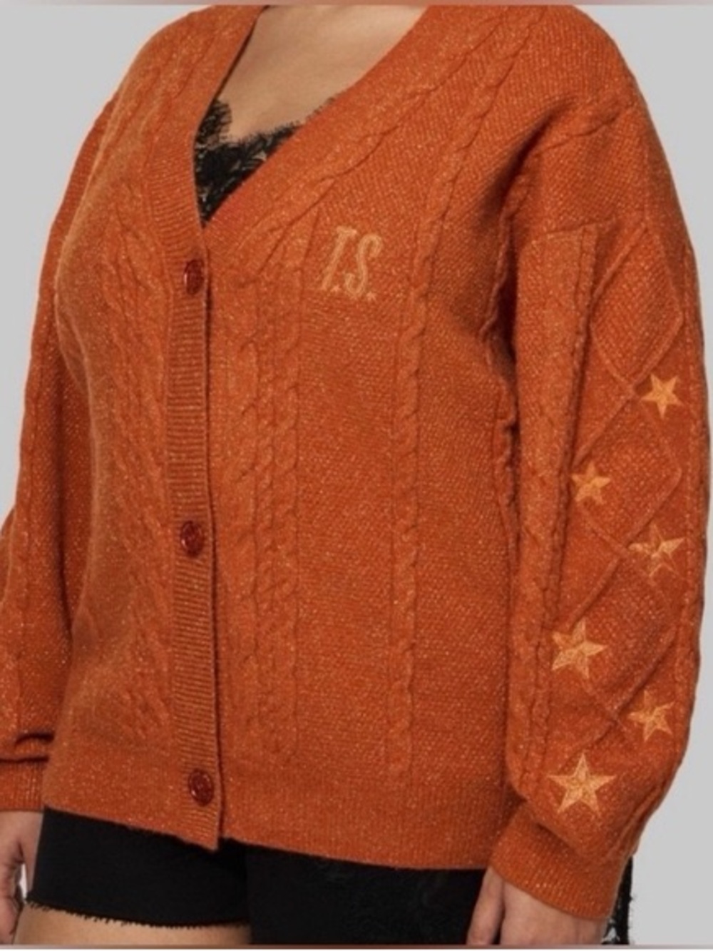 Taylor Swift The Life of a Showgirl orange shimmer cardigan size XL/2X